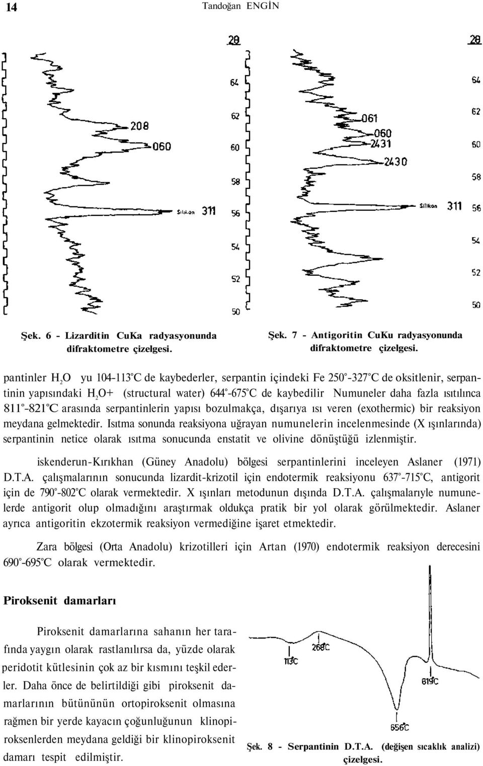 811-821 C arasında serpantinlerin yapısı bozulmakça, dışarıya ısı veren (exothermic) bir reaksiyon meydana gelmektedir.