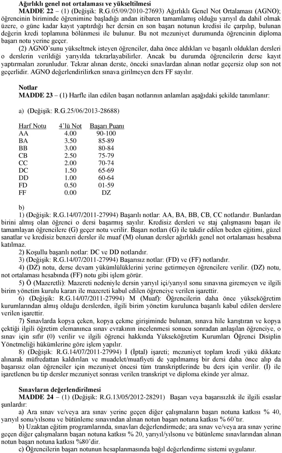 dersin en son başarı notunun kredisi ile çarpılıp, bulunan değerin kredi toplamına bölünmesi ile bulunur. Bu not mezuniyet durumunda öğrencinin diploma başarı notu yerine geçer.