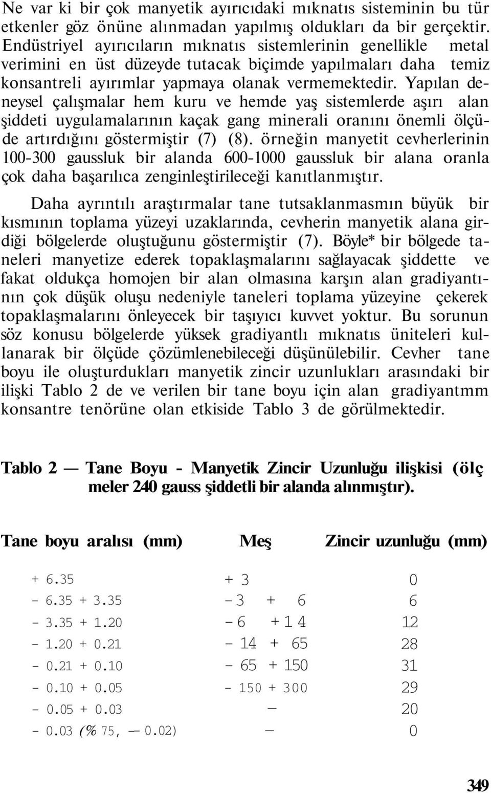 Yapılan deneysel çalışmalar hem kuru ve hemde yaş sistemlerde aşırı alan şiddeti uygulamalarının kaçak gang minerali oranını önemli ölçüde artırdığını göstermiştir (7) (8).