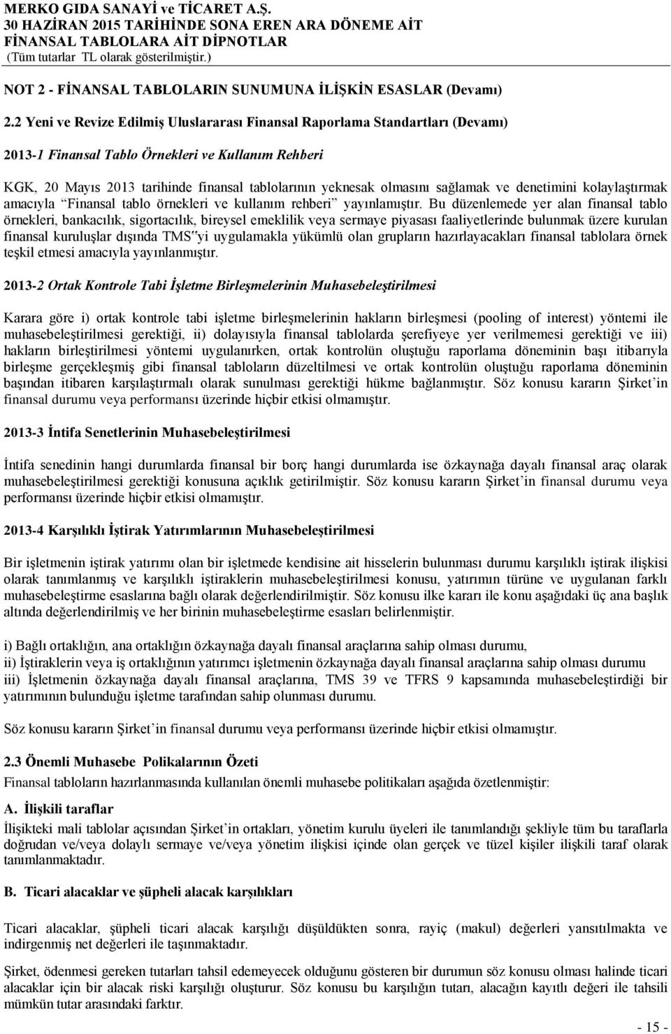 sağlamak ve denetimini kolaylaģtırmak amacıyla Finansal tablo örnekleri ve kullanım rehberi yayınlamıģtır.