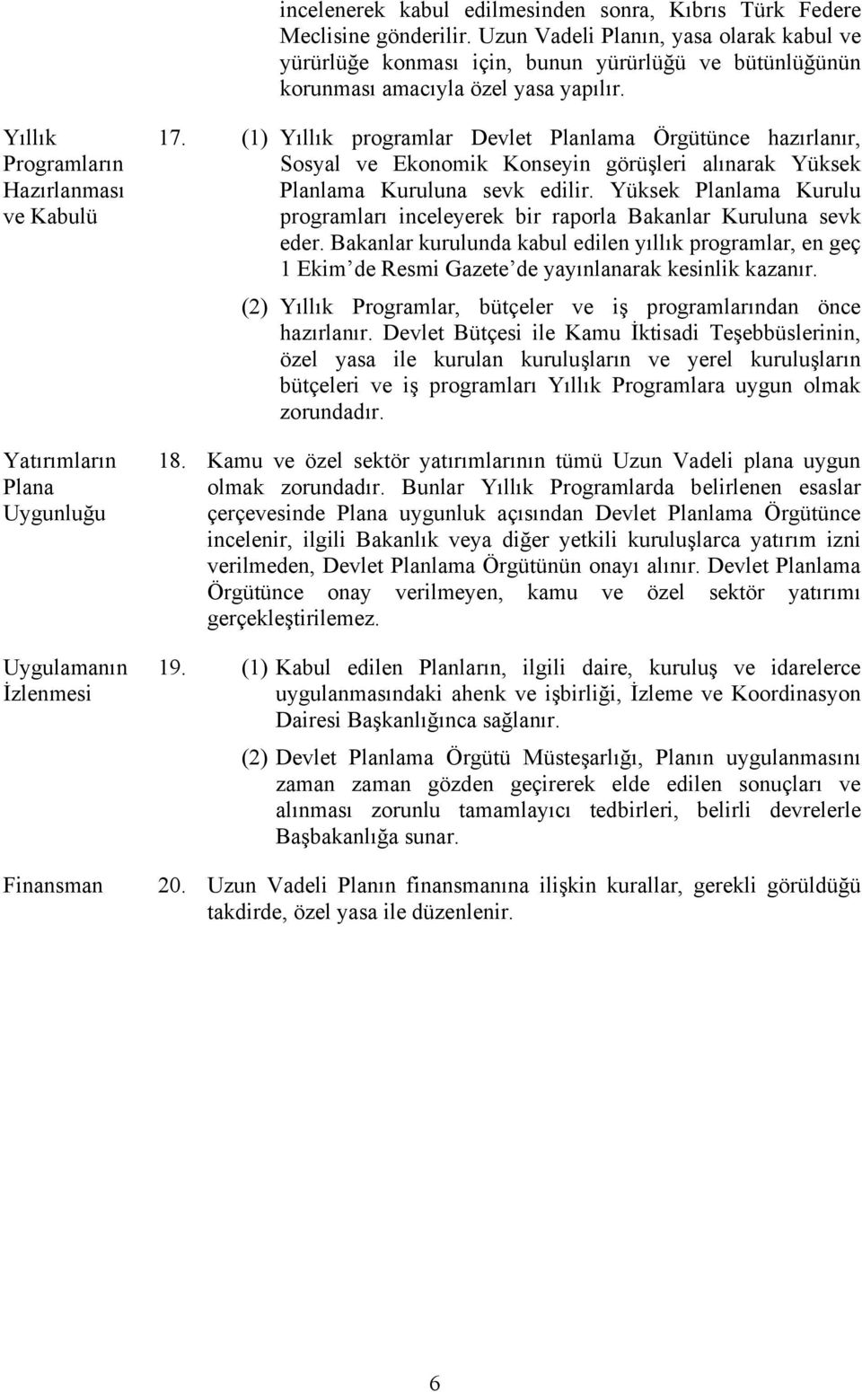 Yıllık Programların Hazırlanması ve Kabulü Yatırımların Plana Uygunluğu Uygulamanın İzlenmesi Finansman 17.