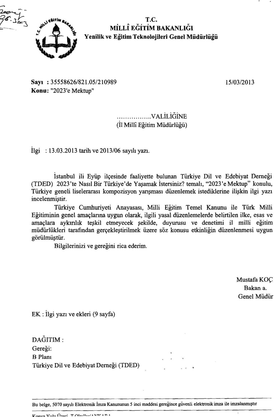 İstanbul ili Eyüp ilçesinde faaliyette bulunan Türkiye Dil ve Edebiyat Derneği (TDED) 2023'te Nasıl Bir Türkiye'de Yaşamak İstersiniz?