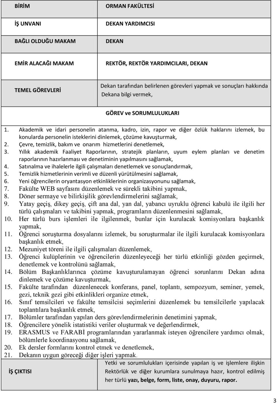 Akademik ve idari personelin atanma, kadro, izin, rapor ve diğer özlük haklarını izlemek, bu konularda personelin isteklerini dinlemek, çözüme kavuşturmak, 2.