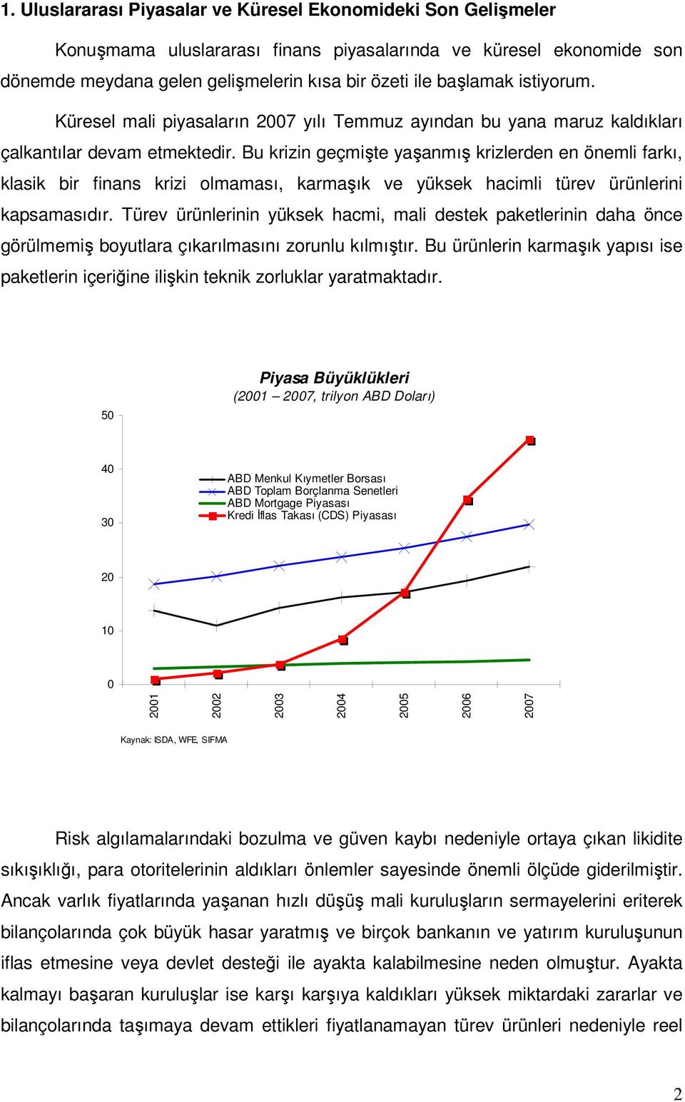 Bu krizin geçmişte yaşanmış krizlerden en önemli farkı, klasik bir finans krizi olmaması, karmaşık ve yüksek hacimli türev ürünlerini kapsamasıdır.