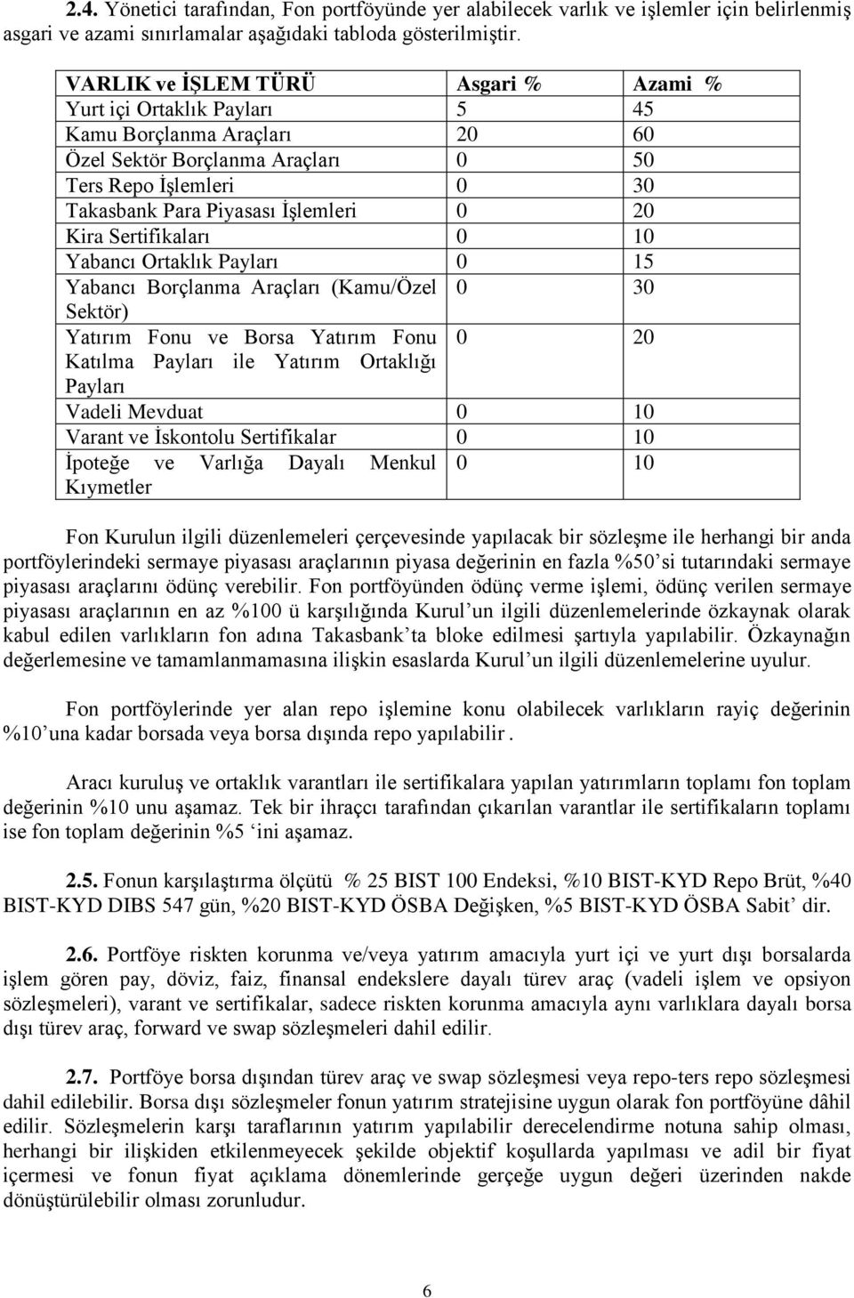 Kira Sertifikaları 0 10 Yabancı Ortaklık Payları 0 15 Yabancı Borçlanma Araçları (Kamu/Özel 0 30 Sektör) Yatırım Fonu ve Borsa Yatırım Fonu 0 20 Katılma Payları ile Yatırım Ortaklığı Payları Vadeli