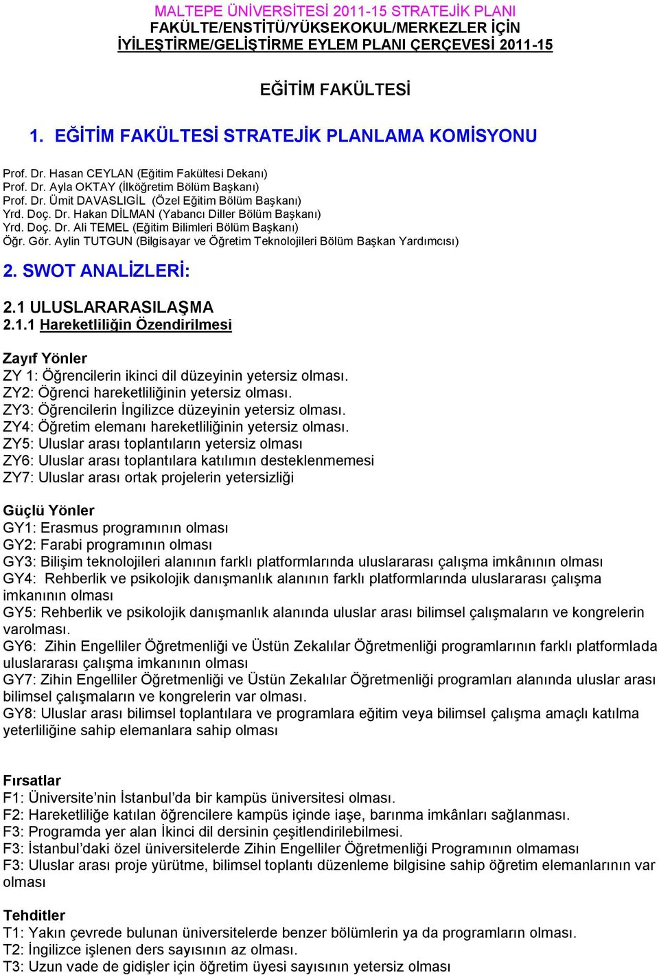 Doç. Dr. Hakan DİLMAN (Yabancı Diller Bölüm Başkanı) Yrd. Doç. Dr. Ali TEMEL (Eğitim Bilimleri Bölüm Başkanı) Öğr. Gör. Aylin TUTGUN (Bilgisayar ve Öğretim Teknolojileri Bölüm Başkan Yardımcısı) 2.