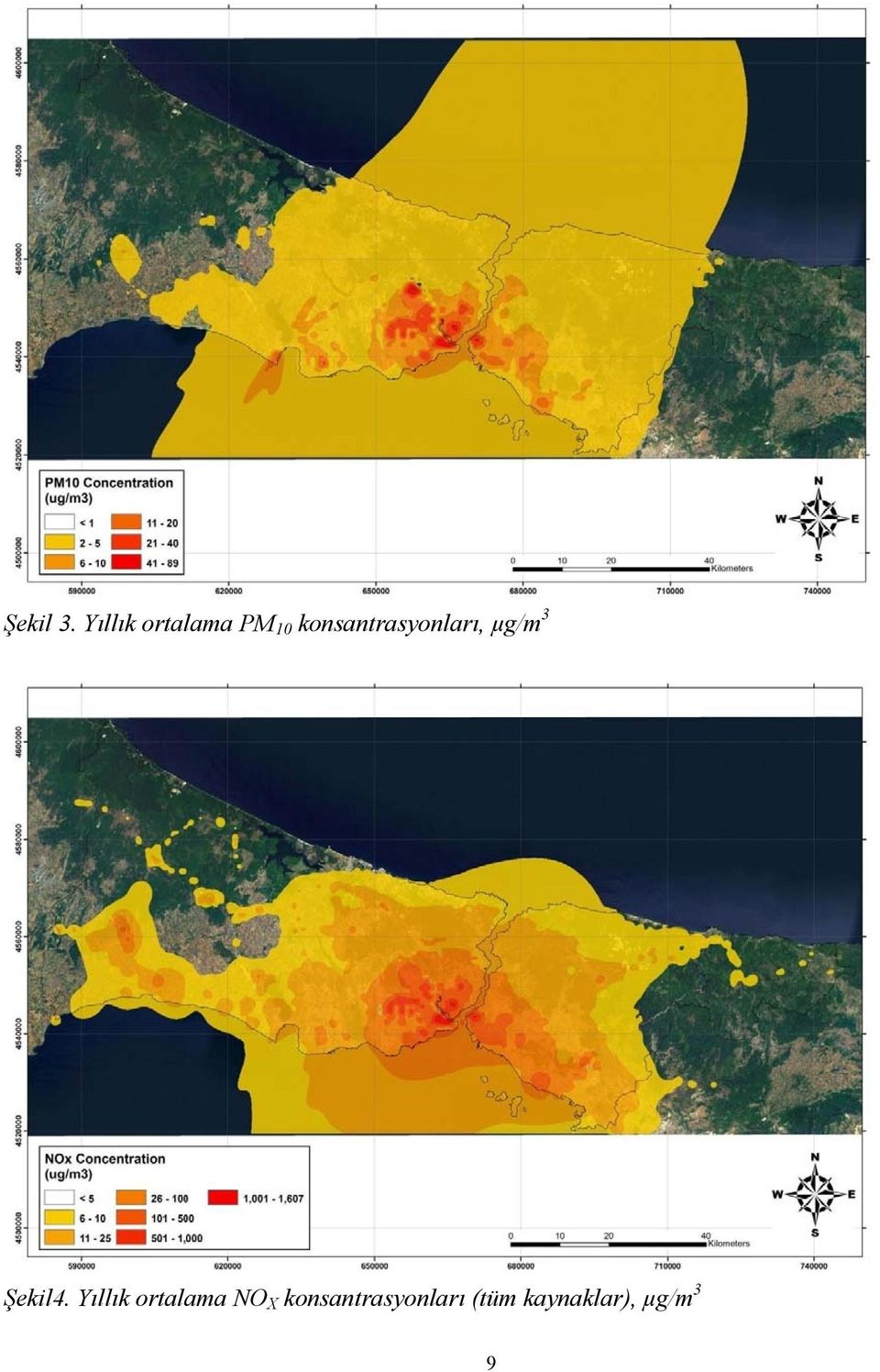 konsantrasyonları, μg/m 3 Şekil4.