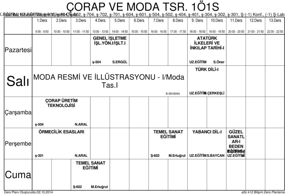 SEKBAN E.ÇERKEŞLİ ş-504 N.ARAL ÖRMECİLİK ESASLARI ş-301 N.