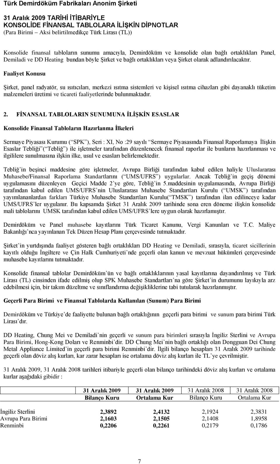 Faaliyet Konusu ġirket, panel radyatör, su ısıtıcıları, merkezi ısıtma sistemleri ve kiģisel ısıtma cihazları gibi dayanaklı tüketim malzemeleri üretimi ve ticareti faaliyetlerinde bulunmaktadır. 2.