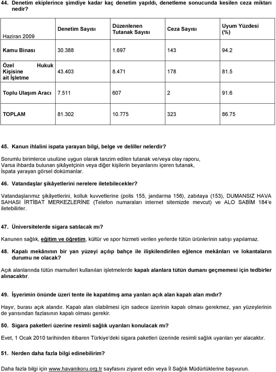 511 607 2 91.6 TOPLAM 81.302 10.775 323 86.75 45. Kanun ihlalini ispata yarayan bilgi, belge ve deliller nelerdir?