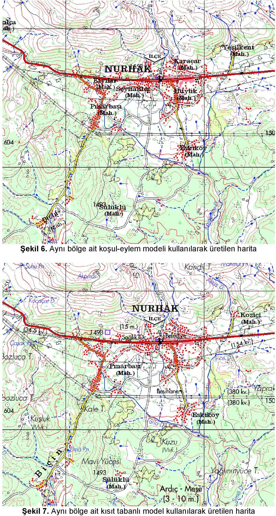 kullanılarak üretilen harita Şekil