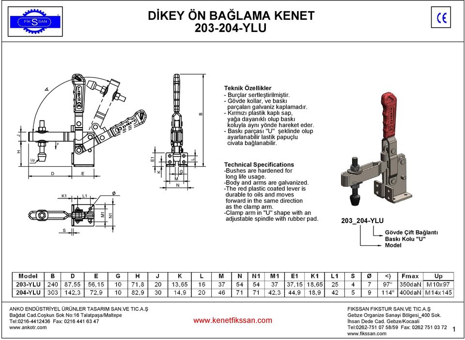 papuçlu civata bağlanabilir.