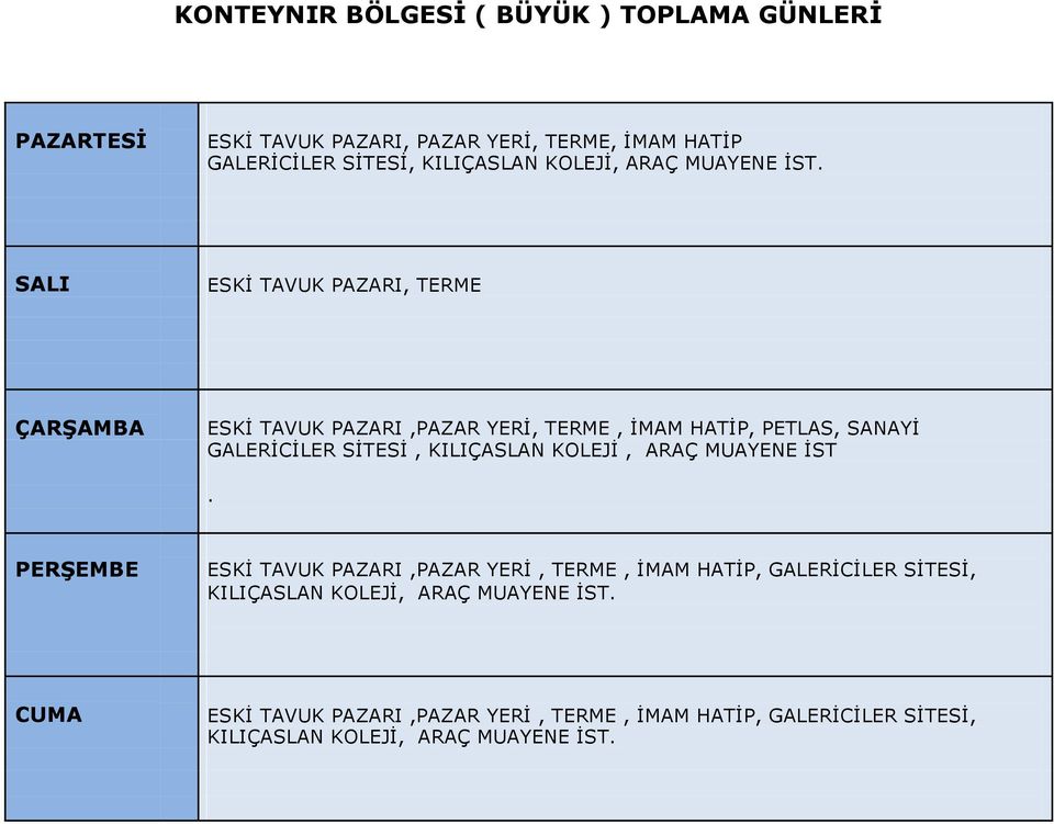 ESKİ TAVUK I, TERME ESKİ TAVUK I, YERİ, TERME, İMAM HATİP, PETLAS, SANAYİ GALERİCİLER SİTESİ, KILIÇASLAN  ESKİ TAVUK