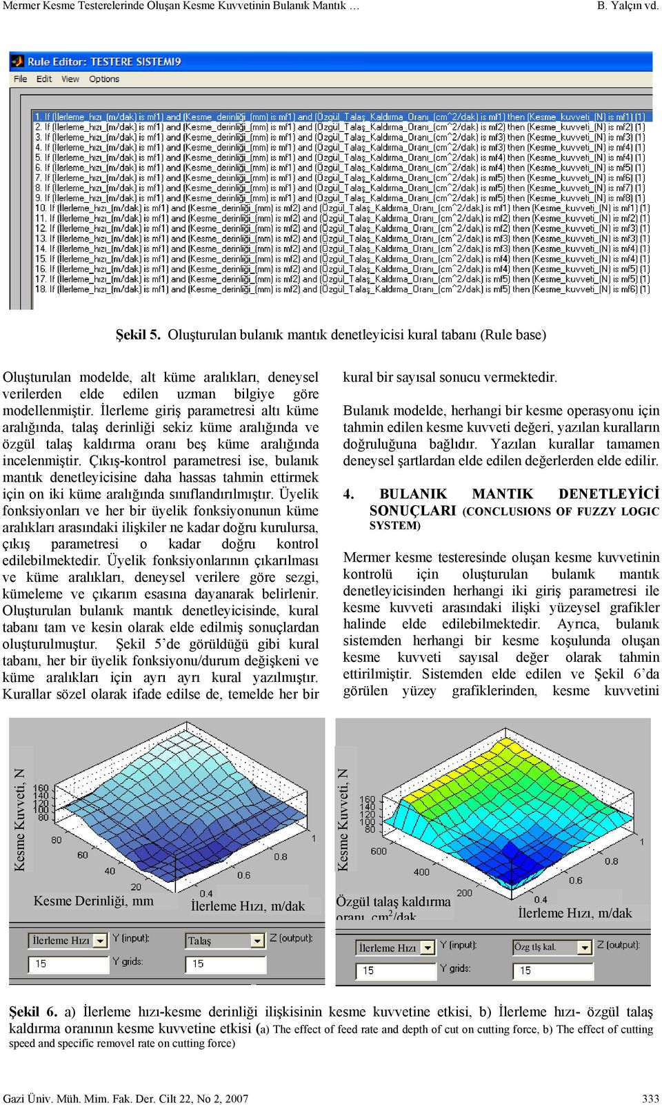 İlerleme giriş parametresi altı küme aralığında, talaş derinliği sekiz küme aralığında ve özgül talaş kaldırma oranı beş küme aralığında incelenmiştir.