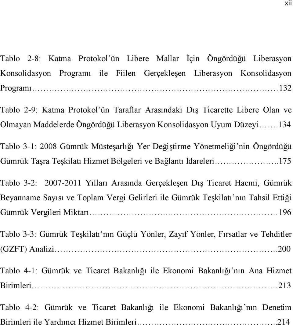 134 Tablo 3-1: 2008 Gümrük MüsteĢarlığı Yer DeğiĢtirme Yönetmeliği nin Öngördüğü Gümrük TaĢra TeĢkilatı Hizmet Bölgeleri ve Bağlantı Ġdareleri.