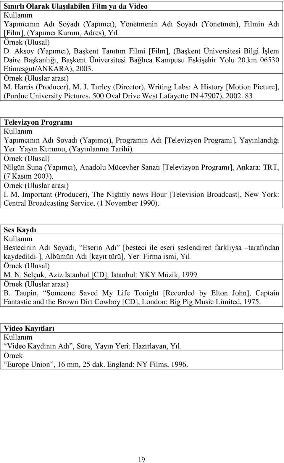 (Uluslar arası) M. Harris (Producer), M. J. Turley (Director), Writing Labs: A History [Motion Picture], (Purdue University Pictures, 500 Oval Drive West Lafayette IN 47907), 2002.