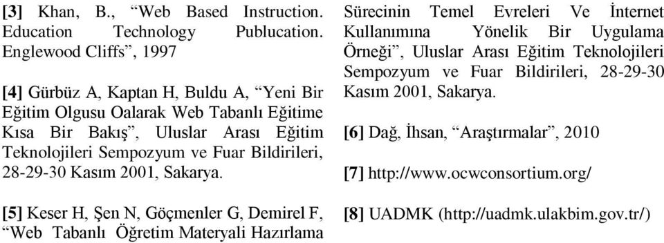 Sempozyum ve Fuar Bildirileri, 28-29-30 Kasım 2001, Sakarya.