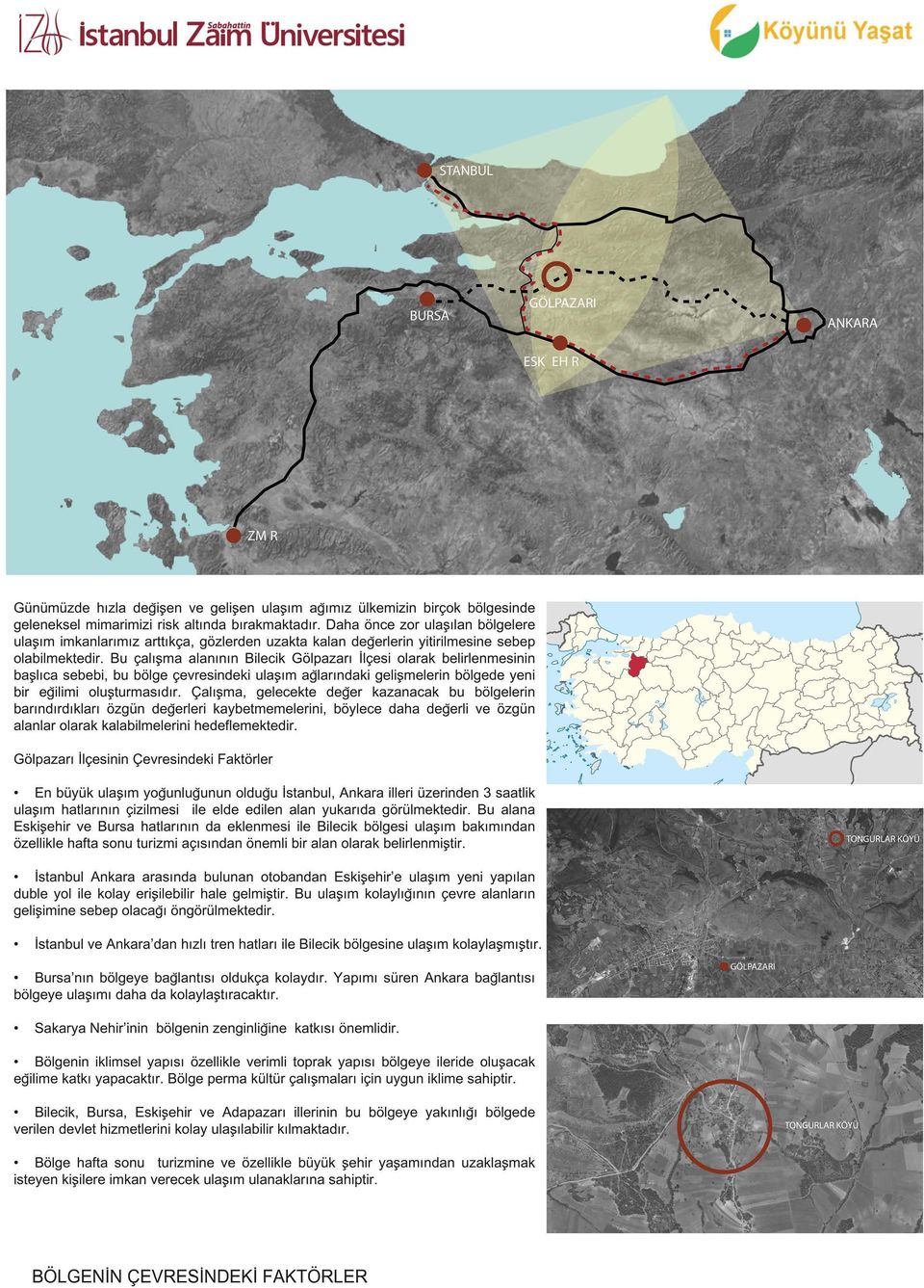 Bu çalışma alanının Bilecik Gölpazarı İlçesi olarak belirlenmesinin başlıca sebebi, bu bölge çevresindeki ulaşım ağlarındaki gelişmelerin bölgede yeni bir eğilimi oluşturmasıdır.