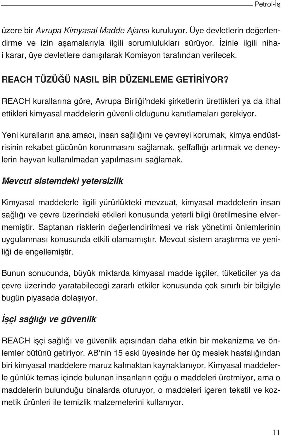 REACH kurallar na göre, Avrupa Birli i ndeki flirketlerin ürettikleri ya da ithal ettikleri kimyasal maddelerin güvenli oldu unu kan tlamalar gerekiyor.