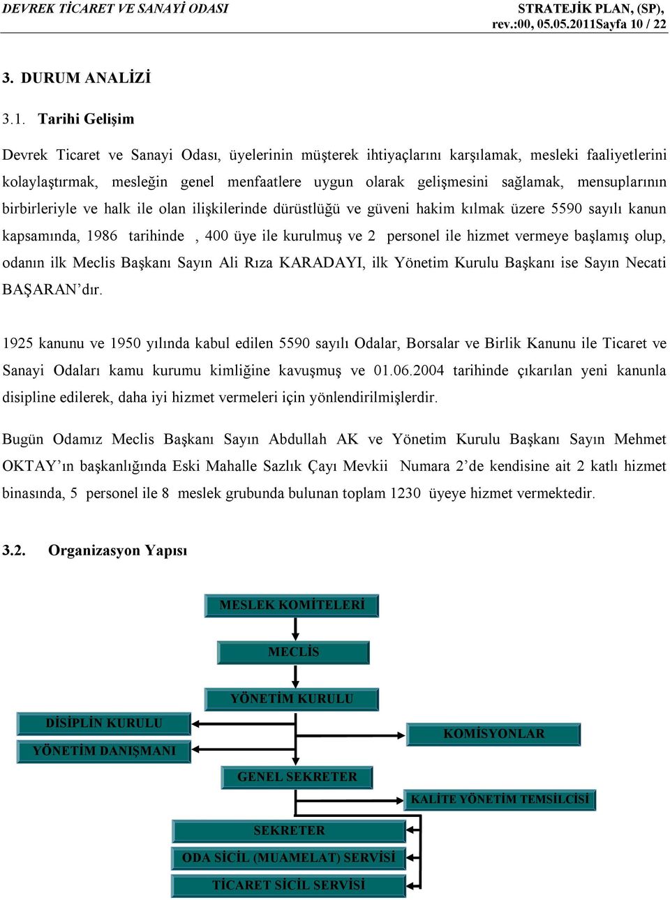 / 22 3. DURUM ANALİZİ 3.1.