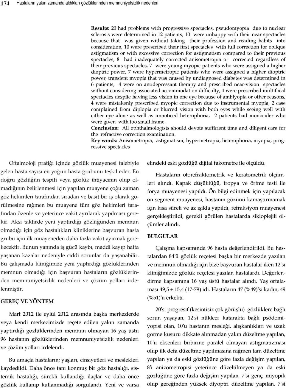 correction for oblique astigmatism or with excessive correction for astigmatism compared to their previous spectacles, 8 had inadequately corrected anisometropia or corrected regardless of their