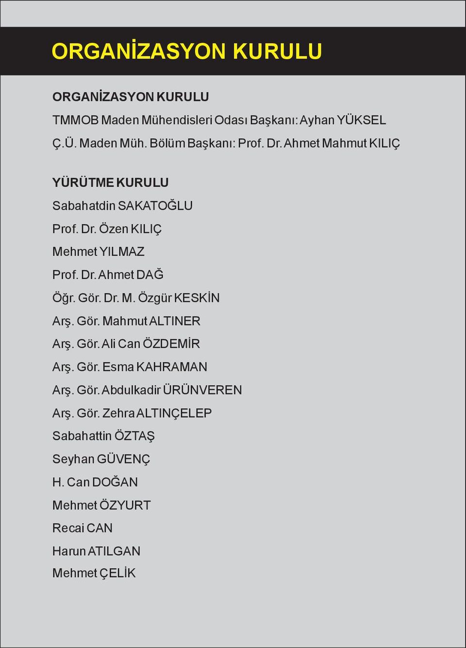 Dr. M. Özgür KESKİN Arş. Gör. Mahmut ALTINER Arş. Gör. Ali Can ÖZDEMİR Arş. Gör. Esma KAHRAMAN Arş. Gör. Abdulkadir ÜRÜNVEREN Arş.