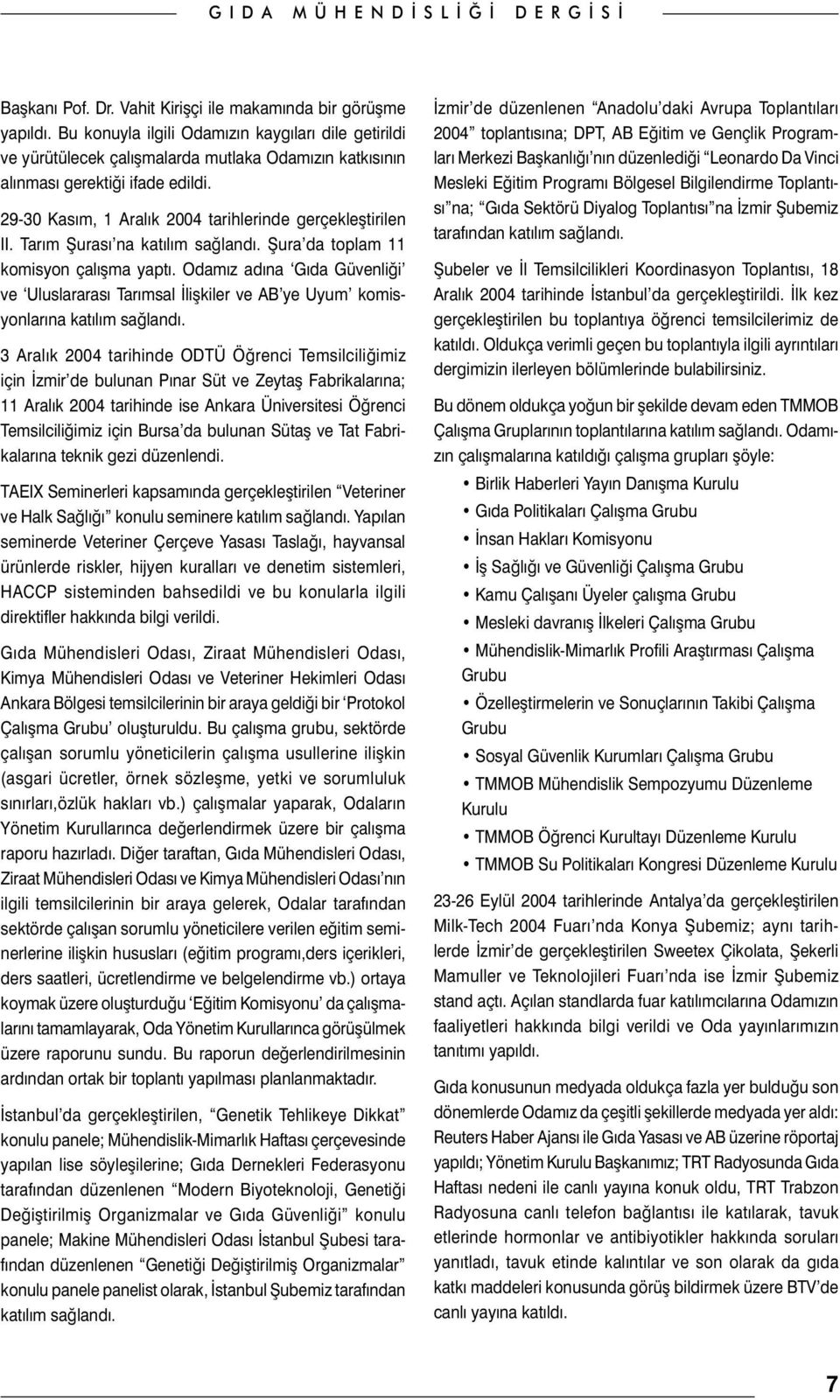 29-30 Kasım, 1 Aralık 2004 tarihlerinde gerçekleştirilen II. Tarım Şurası na Şura da toplam 11 komisyon çalışma yaptı.