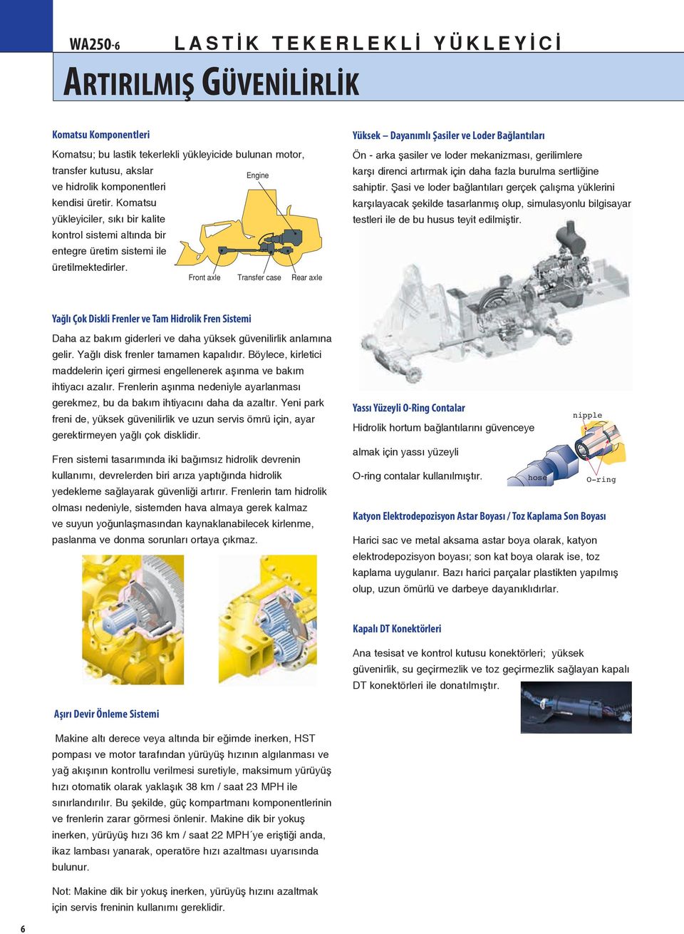 Engine Front axle Transfer case Rear axle Yüksek Dayanımlı Şasiler ve Loder Bağlantıları Ön - arka şasiler ve loder mekanizması, gerilimlere karşı direnci artırmak için daha fazla burulma sertliğine