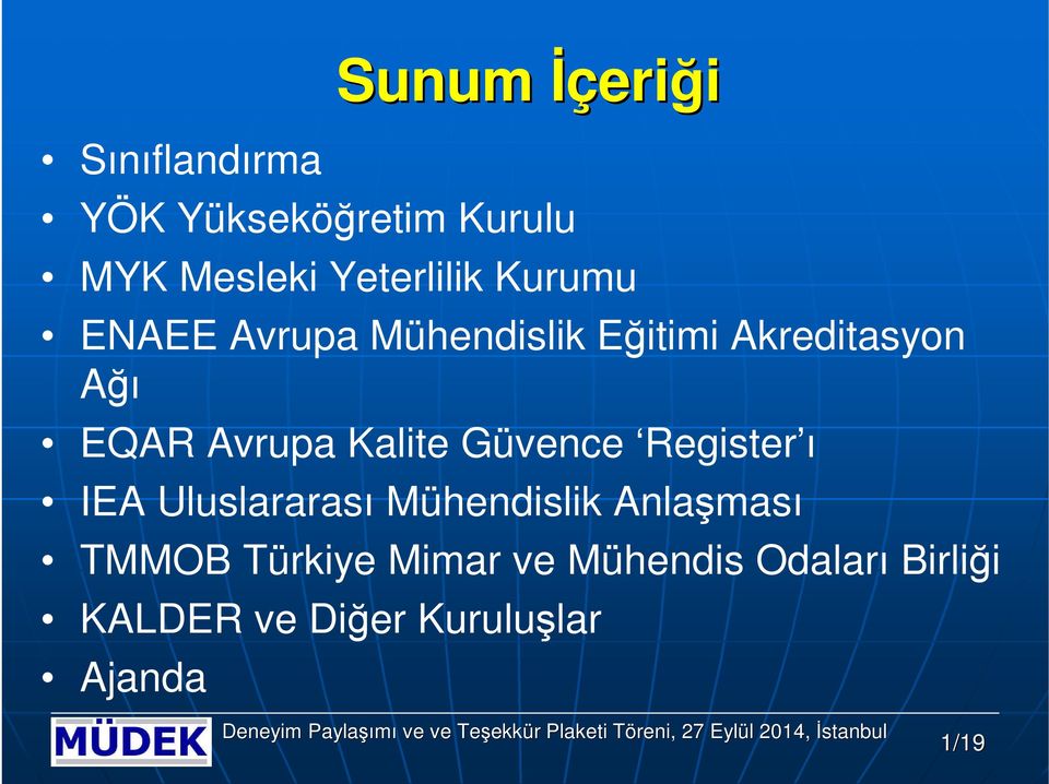 Avrupa Kalite Güvence Register ı IEA Uluslararası Mühendislik Anlaşması