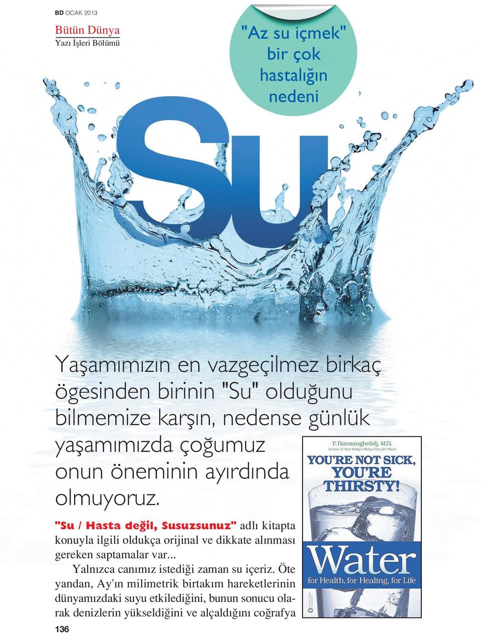 "Su / Hasta de il, Susuzsunuz" adl kitapta konuyla ilgili oldukça orijinal ve dikkate al nmas gereken saptamalar var.