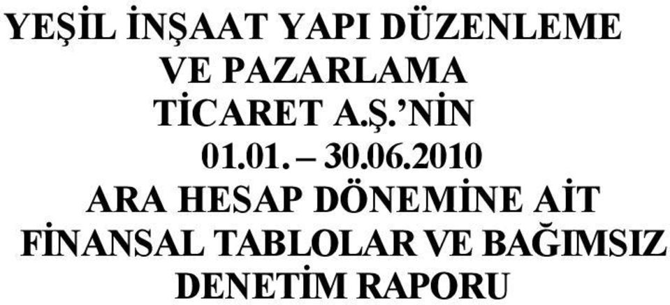 06.2010 ARA HESAP DÖNEMİNE AİT