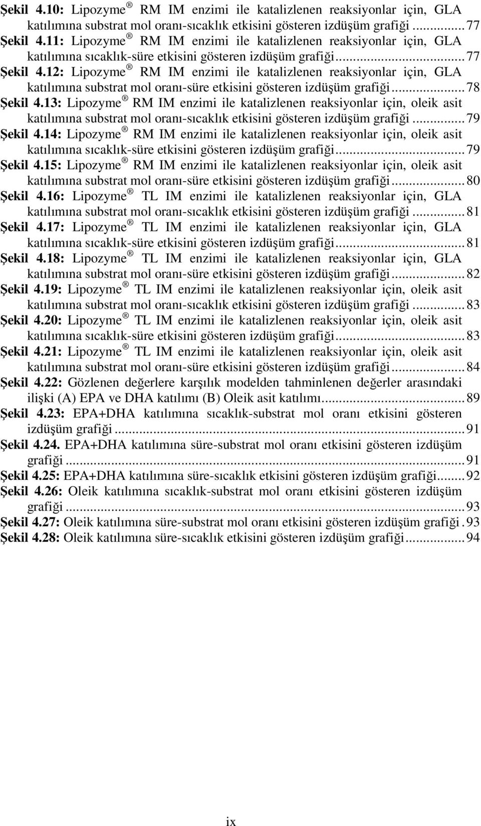 12: Lipozyme RM IM enzimi ile katalizlenen reaksiyonlar için, GLA katılımına substrat mol oranı-süre etkisini gösteren izdüşüm grafiği...78 Şekil 4.