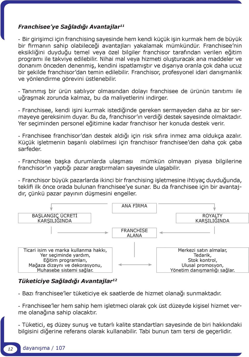 Nihai mal veya hizmeti oluşturacak ana maddeler ve donanım önceden denenmiş, kendini ispatlamıştır ve dışarıya oranla çok daha ucuz bir şekilde franchisor dan temin edilebilir.