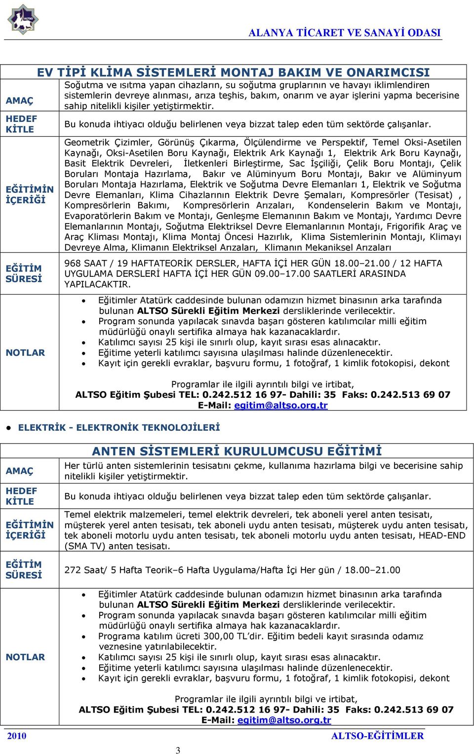 Geometrik Çizimler, Görünüş Çıkarma, Ölçülendirme ve Perspektif, Temel Oksi-Asetilen Kaynağı, Oksi-Asetilen Boru Kaynağı, Elektrik Ark Kaynağı 1, Elektrik Ark Boru Kaynağı, Basit Elektrik Devreleri,