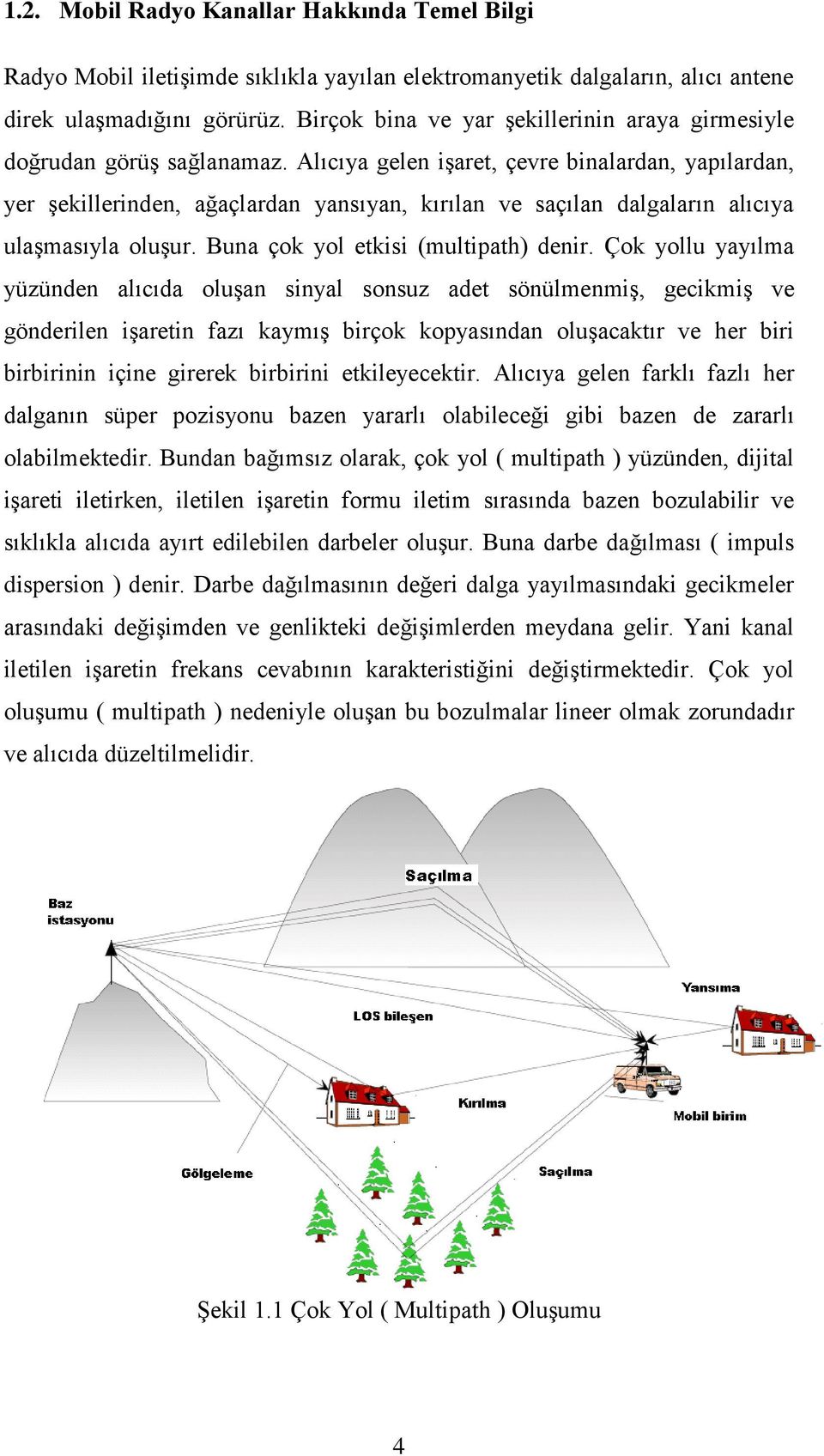 Alıcıya gelen işaret, çevre binalardan, yapılardan, yer şekillerinden, ağaçlardan yansıyan, kırılan ve saçılan dalgaların alıcıya ulaşmasıyla oluşur. Buna çok yol etkisi (multipath) denir.