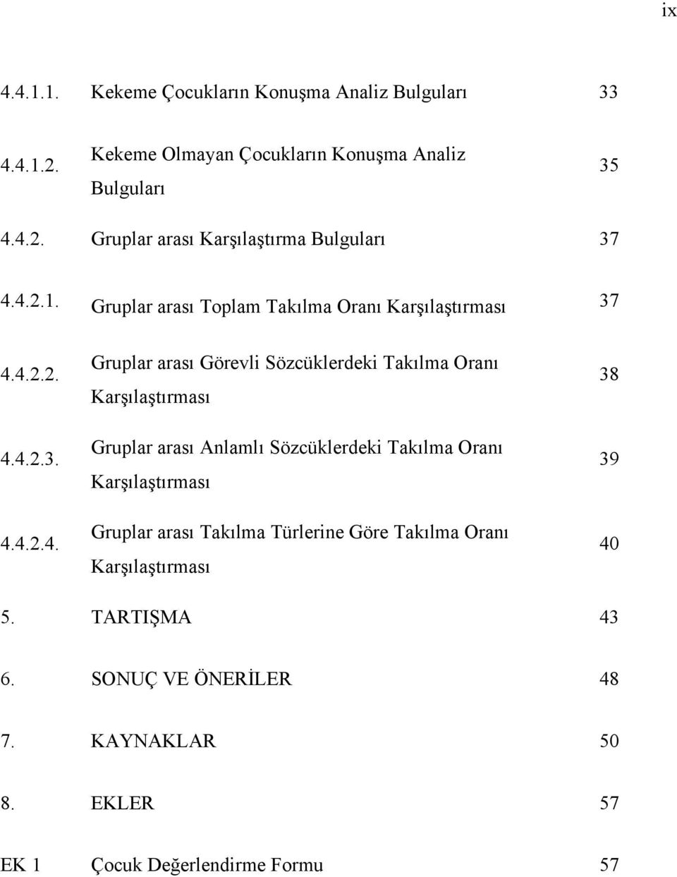 Karşılaştırması Gruplar arası Anlamlı Sözcüklerdeki Takılma Oranı Karşılaştırması Gruplar arası Takılma Türlerine Göre Takılma Oranı