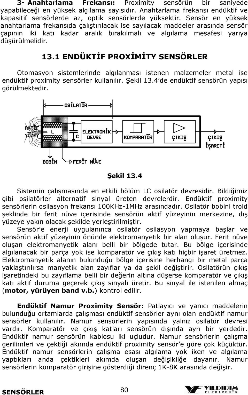 1 ENDÜKTĐF PROXĐMĐTY SENSÖRLER Otomasyon sistemlerinde algılanması istenen malzemeler metal ise endüktif proximity sensörler kullanılır. Şekil 13.