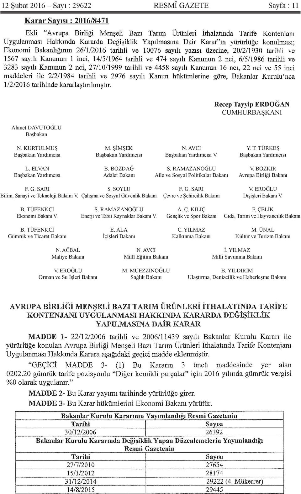 EROĞLU Bilim, Sanayi ve Teknoloji Bakanı V. Çalışma ve Sosyal Güvenlik Bakanı Çevre ve Şehircilik Bakanı Dışişleri Bakanı V. B. TÜFENKCİ S. RAMAZANOĞLU A. Ç. KILIÇ F. ÇELİK Ekonomi Bakanı V.