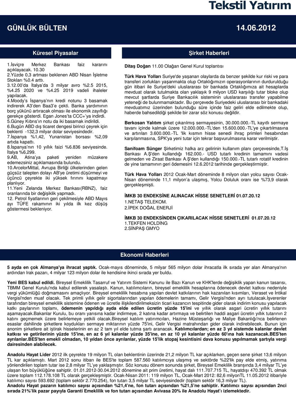 Banka yardımının borç yükünü artıracak olması ile ekonomik zayıflığı gerekçe gösterdi. Egan Jones ta CCC+ ya indirdi. 5.Güney Kıbrıs ın notu da iki basamak indirildi. 6.