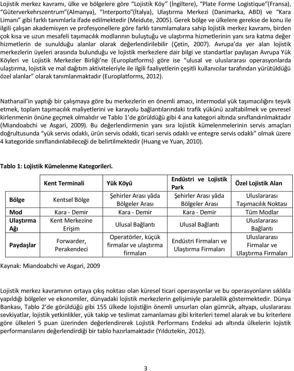 Gerek bölge ve ülkelere gerekse de konu ile ilgili çalışan akademisyen ve profesyonellere göre farklı tanımlamalara sahip lojistik merkez kavramı, birden çok kısa ve uzun mesafeli taşımacılık