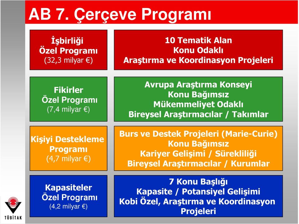 Konu Bağımsız Mükemmeliyet Odaklı Bireysel Araştırmacılar / Takımlar Burs ve Destek Projeleri (Marie-Curie) Konu Bağımsız Kariyer