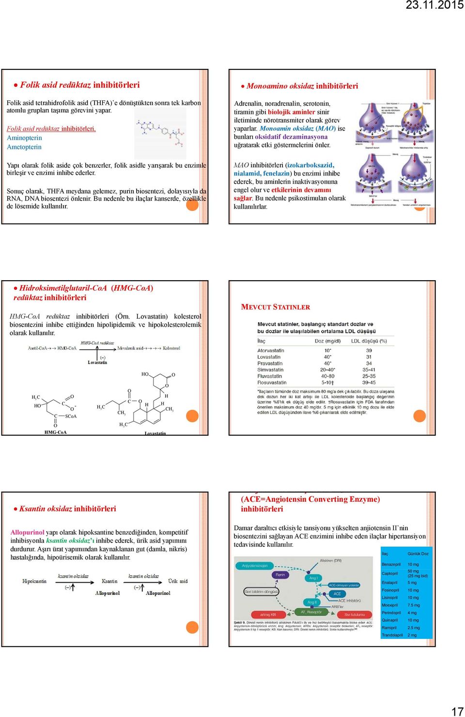 Sonuç olarak, THFA meydana gelemez, purin biosentezi, dolayısıyla da RNA, DNA biosentezi önlenir. Bu nedenle bu ilaçlar kanserde, özellikle de lösemide kullanılır.