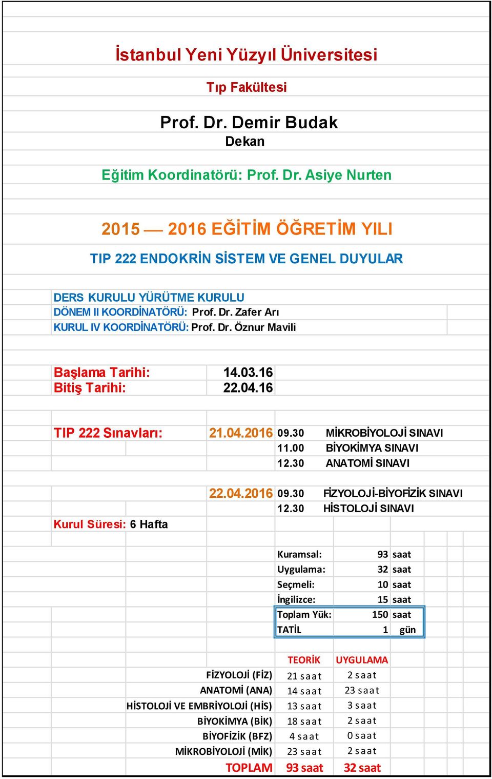 30 MİKROBİYOLOJİ SINAVI 11.00 BİYOKİMYA SINAVI 12.30 ANATOMİ SINAVI 09.30 FİZYOLOJİ-BİYOFİZİK SINAVI 12.