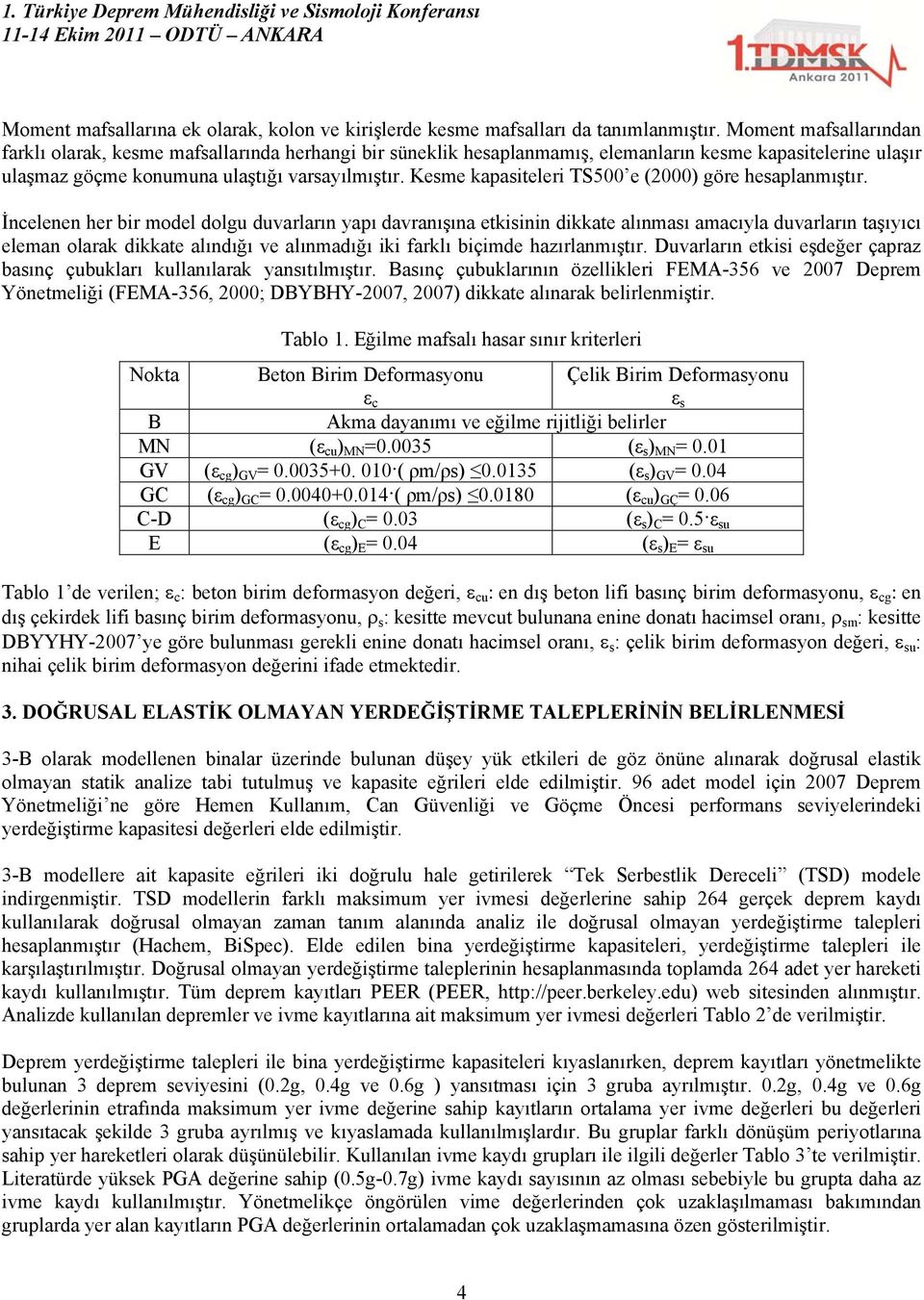 Kesme kapasiteleri TS500 e (2000) göre hesaplanmıştır.