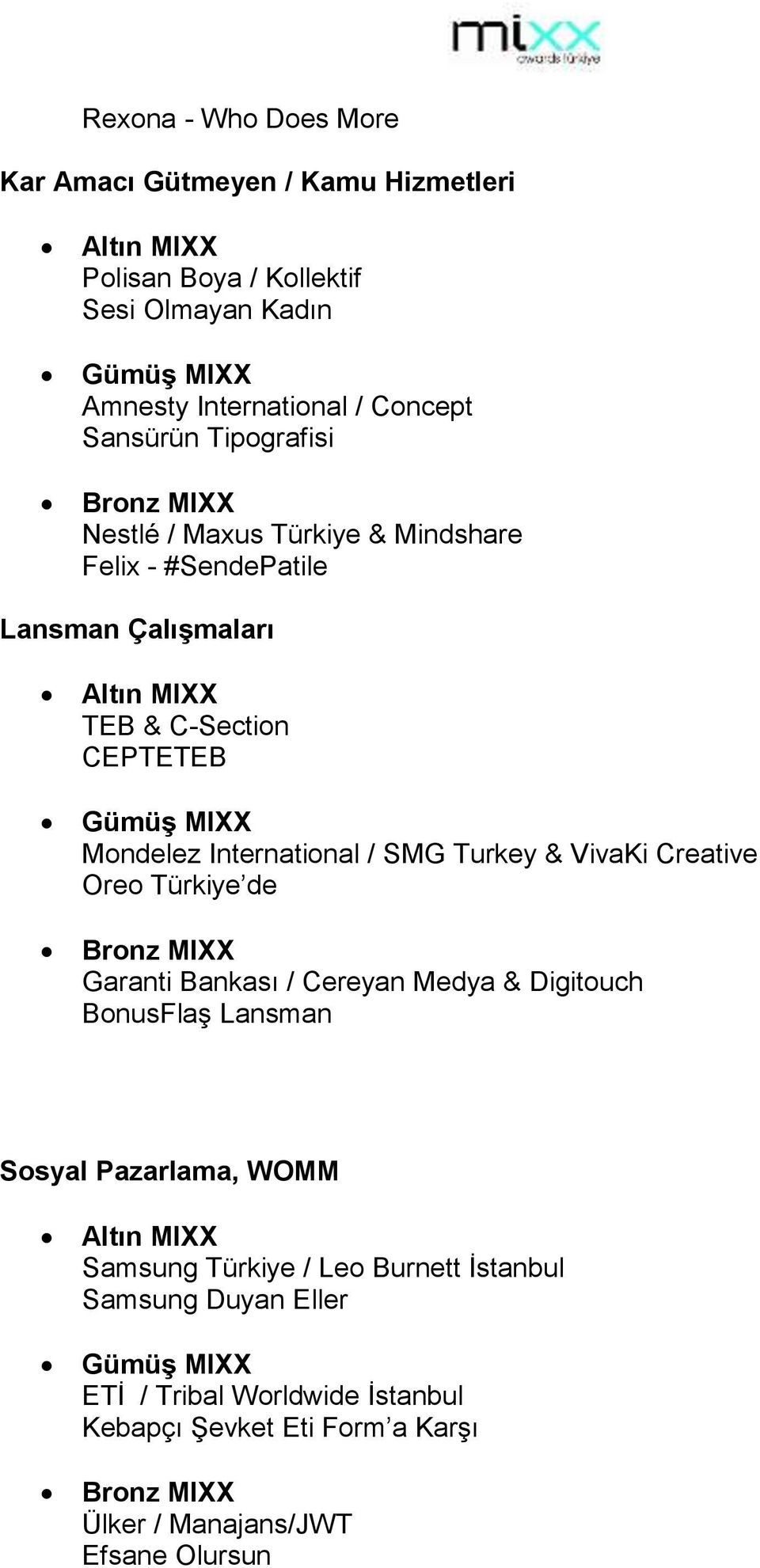 International / SMG Turkey & VivaKi Creative Oreo Türkiye de Garanti Bankası / Cereyan Medya & Digitouch BonusFlaş Lansman Sosyal Pazarlama,