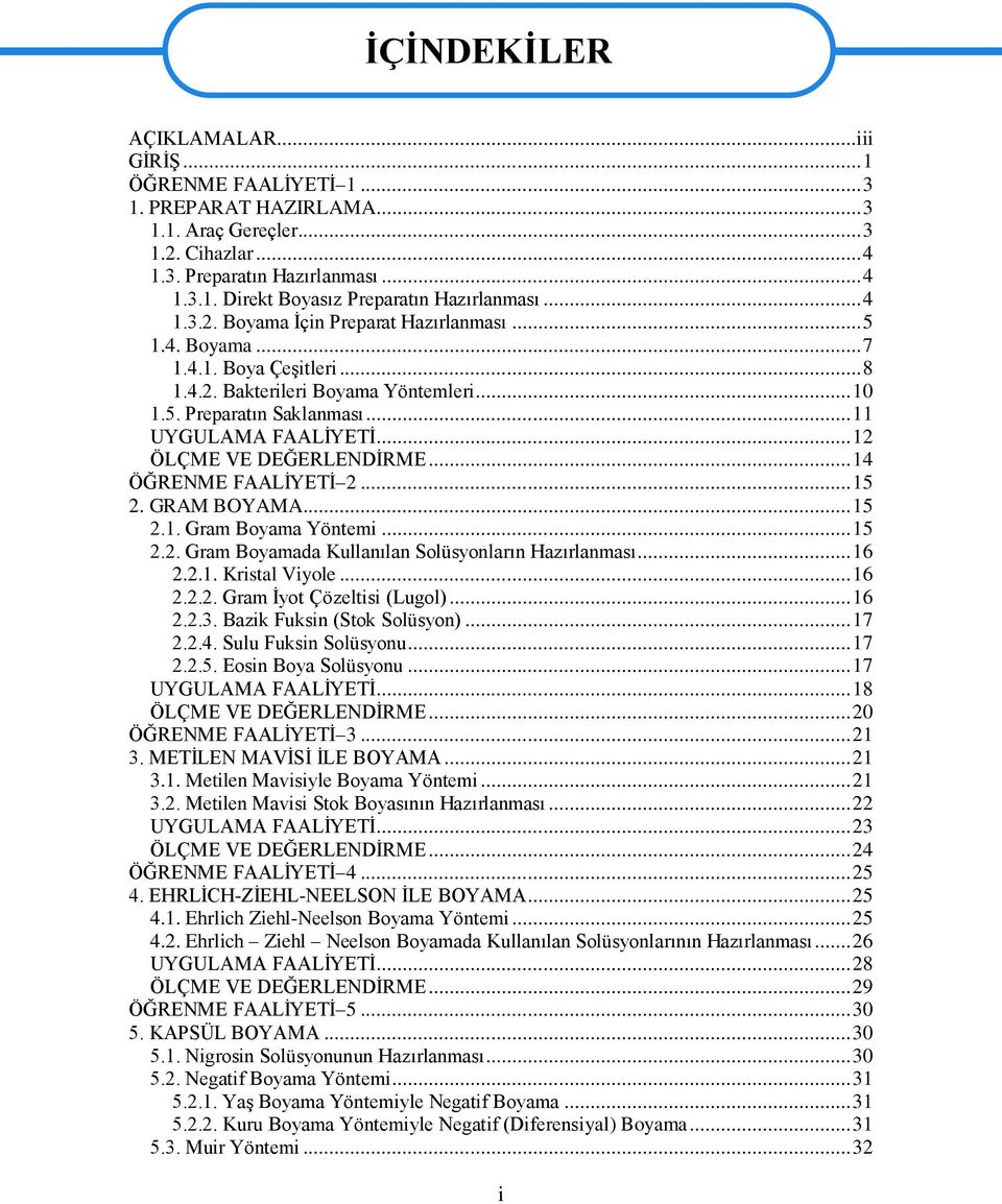 .. 12 ÖLÇME VE DEĞERLENDĠRME... 14 ÖĞRENME FAALĠYETĠ 2... 15 2. GRAM BOYAMA... 15 2.1. Gram Boyama Yöntemi... 15 2.2. Gram Boyamada Kullanılan Solüsyonların Hazırlanması... 16 2.2.1. Kristal Viyole.