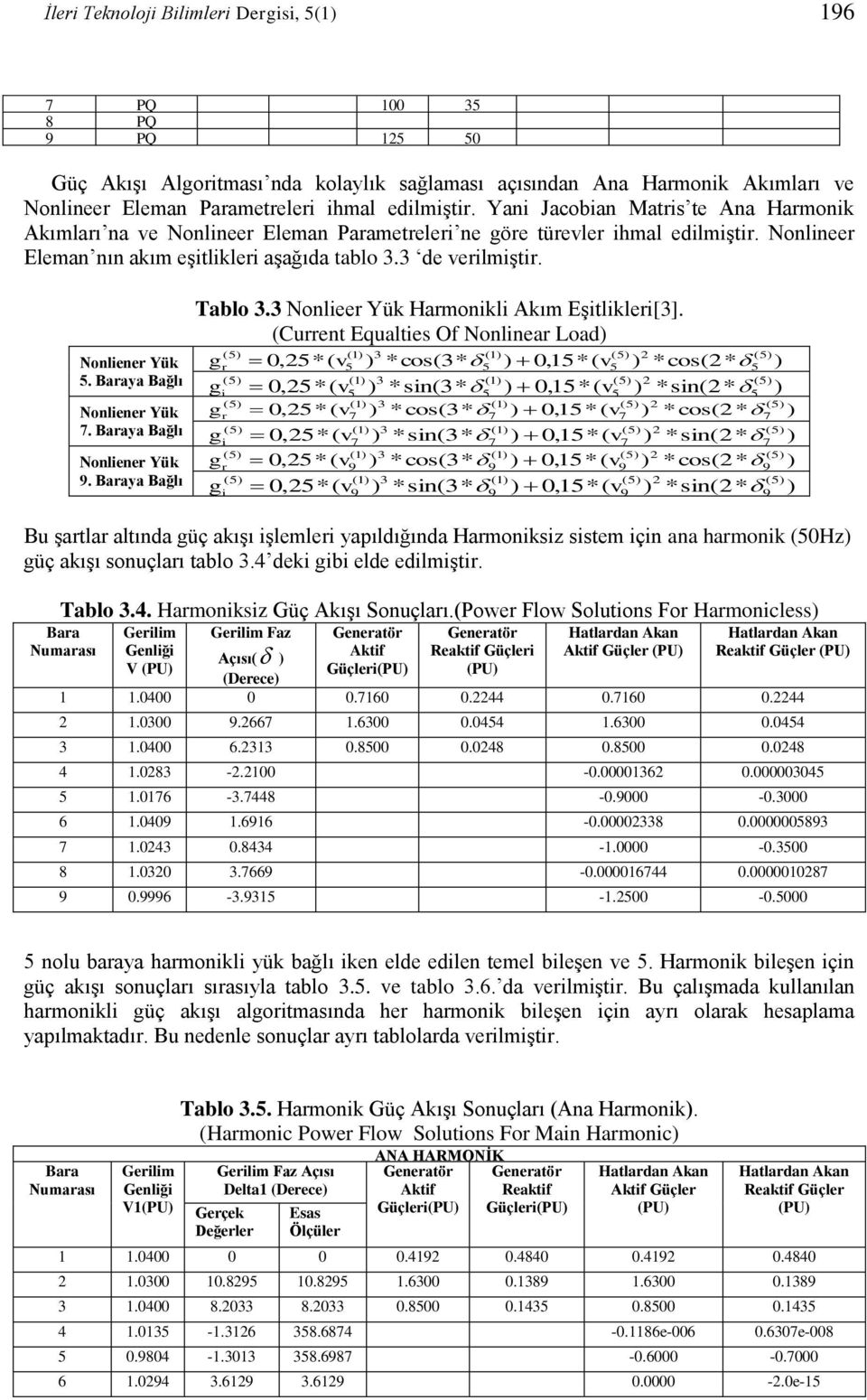 33 Noleer Yük Harmokl Akım Eştlkler[3] (Curret Equaltes Of Nolear Load ( 3 ( g r 0,5*( v5 *cos(3* 5 0,5*( v5 *cos(* 5 ( 3 ( g 0,5*( v5 *s(3* 5 0,5*( v5 *s(* 5 5 ( 3 ( 0,5*( v *cos(3* 0,5*( v *cos(* g