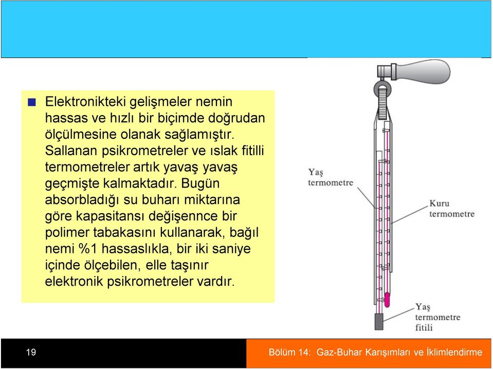 Bugün absorbladığı su buharı miktarına göre kapasitansı değişennce bir polimer tabakasını kullanarak,