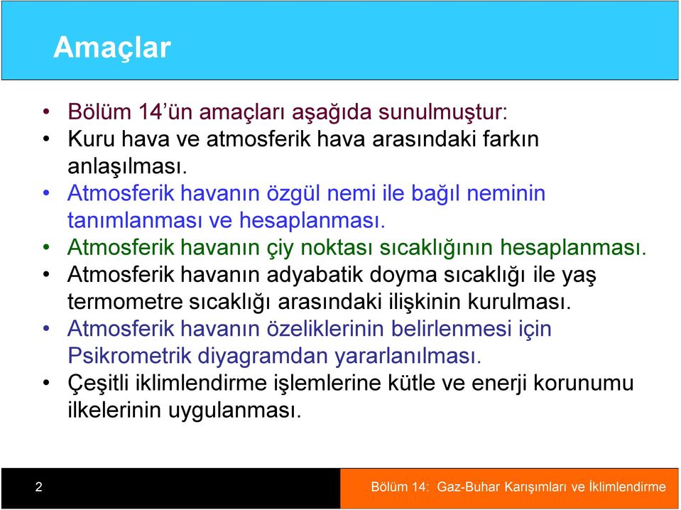 Atmosferik havanın çiy noktası sıcaklığının hesaplanması.