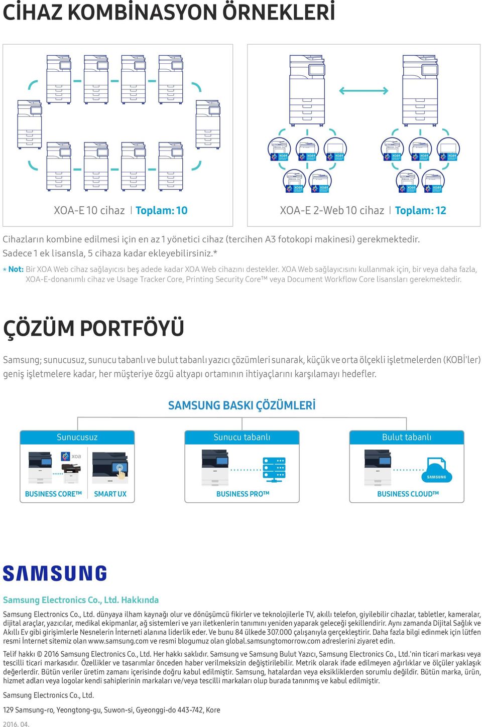 XOA Web sağlayıcısını kullanmak için, bir veya daha fazla, XOA-E-donanımlı cihaz ve Usage Tracker Core, Printing Security Core veya Document Workflow Core lisansları gerekmektedir.